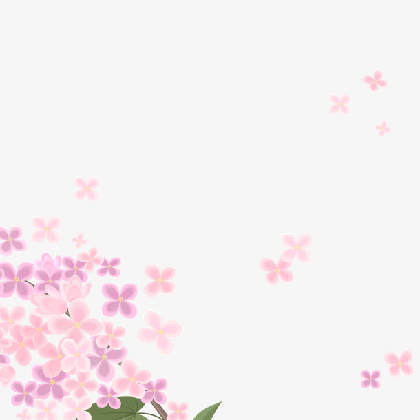 手绘浪漫粉丁香漂浮装饰PNG免抠