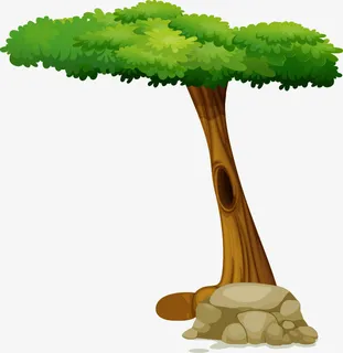 手绘彩色大树6免抠