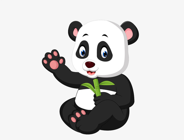 可爱招手熊猫免抠