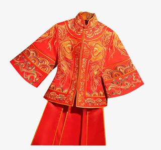 红色带喜字秀禾服免抠