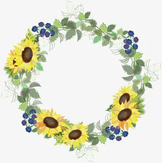 黄色向日葵花环素材免抠