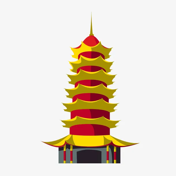 故宫，塔楼，手绘，插画免抠