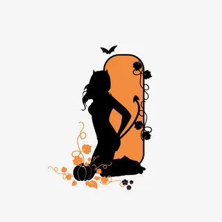 万圣节南瓜节日美女边框装饰矢量免抠