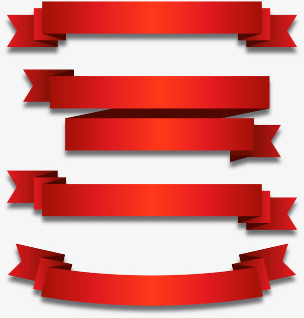 红色立体质感缎带免抠