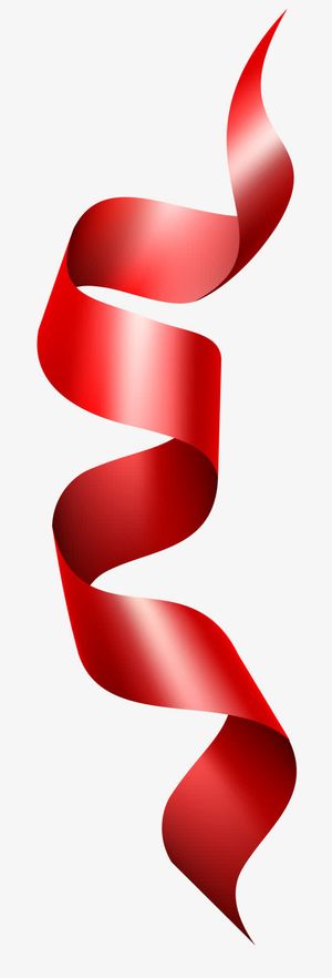 弯曲红色丝带免抠