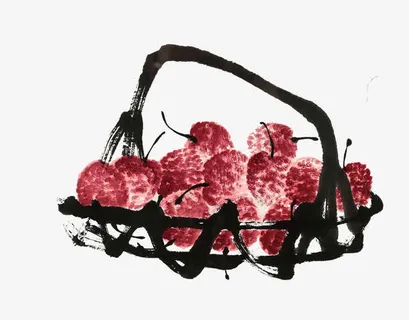 齐白石名画荔枝篮免抠