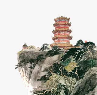 风中楼阁黄鹤楼免抠