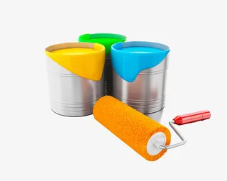 油漆黄色油漆桶装修免抠