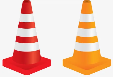 红黄色矢量卡通路障免抠