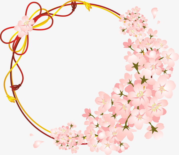 粉色美丽春季花环免抠