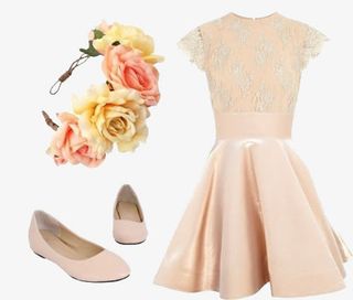 粉色大裙摆连衣裙免抠