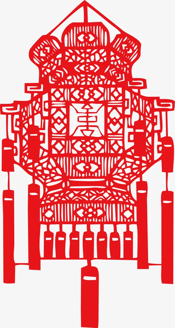 中国风喜庆灯笼剪纸窗花免抠