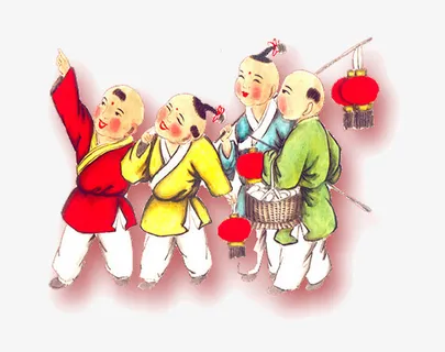 小孩提灯笼免抠
