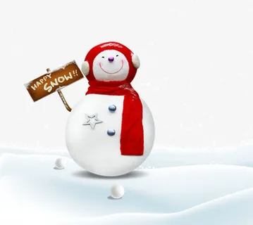 免抠卡通雪地里的雪人免抠