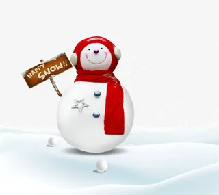 免抠卡通雪地里的雪人免抠