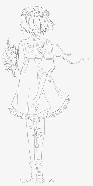 头戴花环的少女背影免抠 头戴花环的少女背影免抠