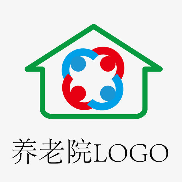 绿色建筑房屋养老院LOGO免抠