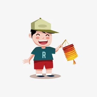 灯笼的男孩免抠