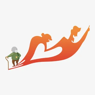 老人剪影创意海报设计素材免抠