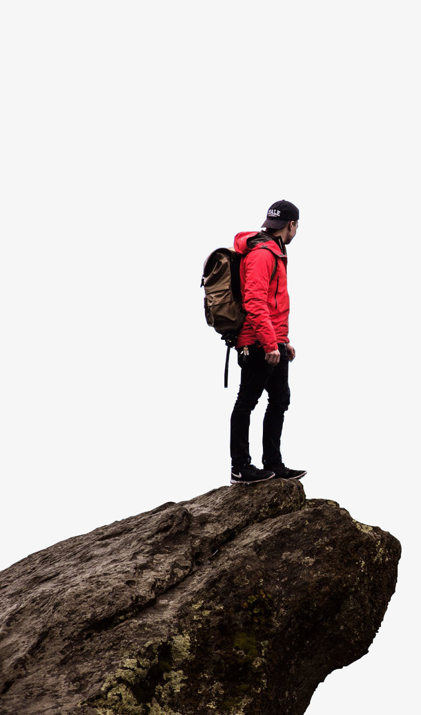 山顶的登山者免抠