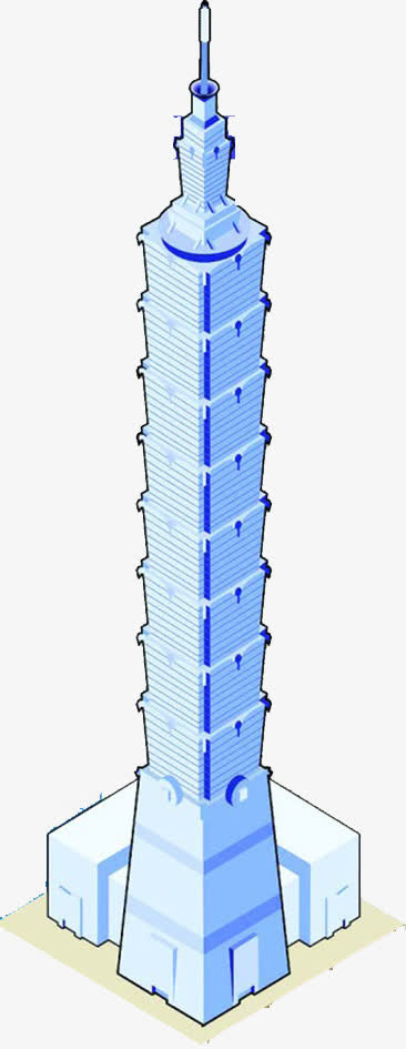 扁平动画台北101大厦台北手绘免抠
