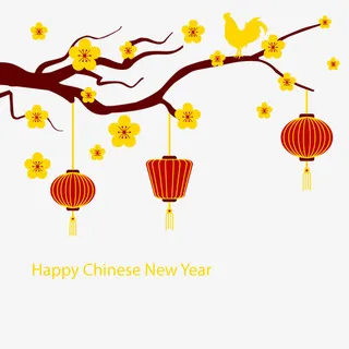 矢量公鸡上树免抠