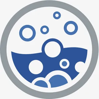 简约圆形泡沫清洗标志免抠