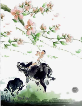 清明节元素牧童放牛免抠