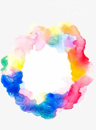 炫彩水彩晕染边框免抠
