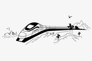 火车动车高铁线条剪影免抠
