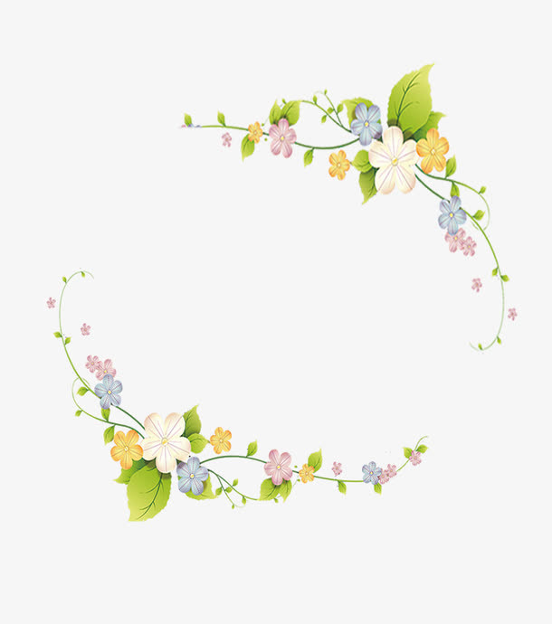 小清新手绘花环边框免抠