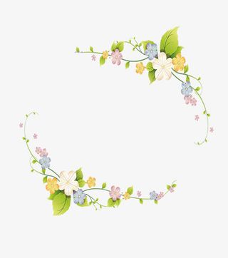 小清新手绘花环边框免抠