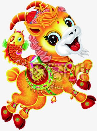 手绘可爱小羊新年插图免抠