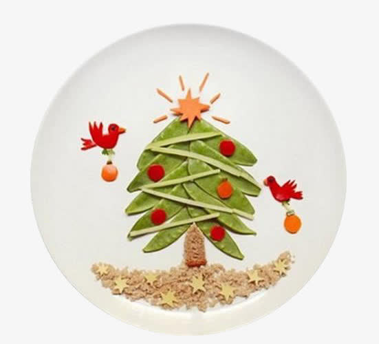 圆盘里的圣诞树免抠