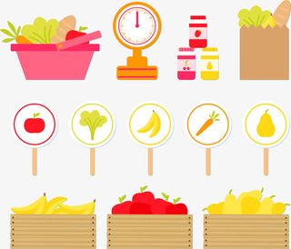 矢量手绘菜市场免抠