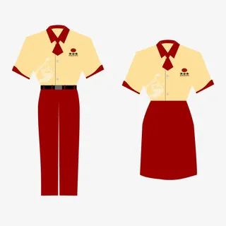 矢量红色餐饮员工服饰免抠