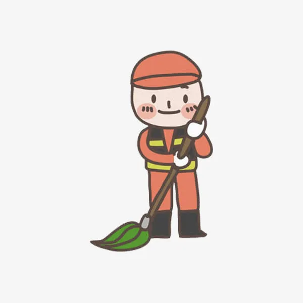 扫地的男孩免抠