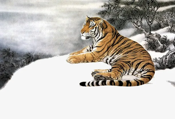 雪地里的虎免抠