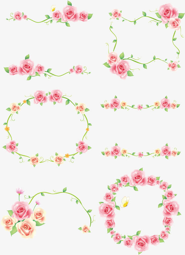 玫瑰花边框集合免抠