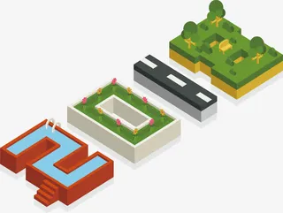 立体泳池花坛艺术字免抠