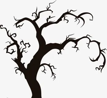 黑色线条枯树免抠
