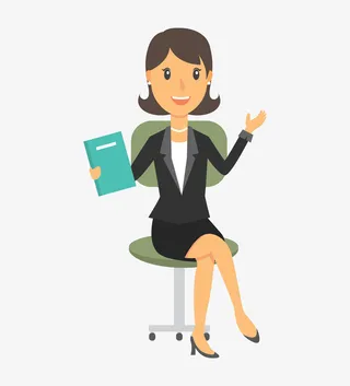 手绘商务女士坐在椅子上免抠