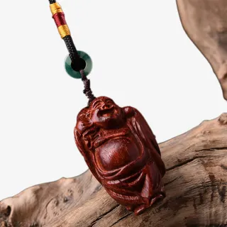 弥诚小叶紫檀弥勒佛手把件免抠