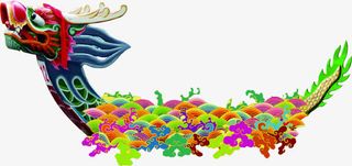 彩色卡通龙舟花纹免抠