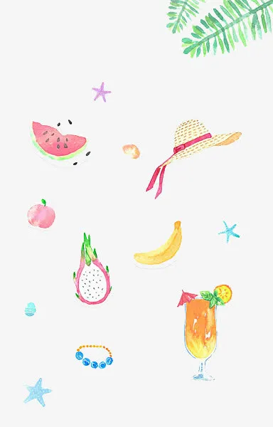 手绘水果果汁夏天免抠