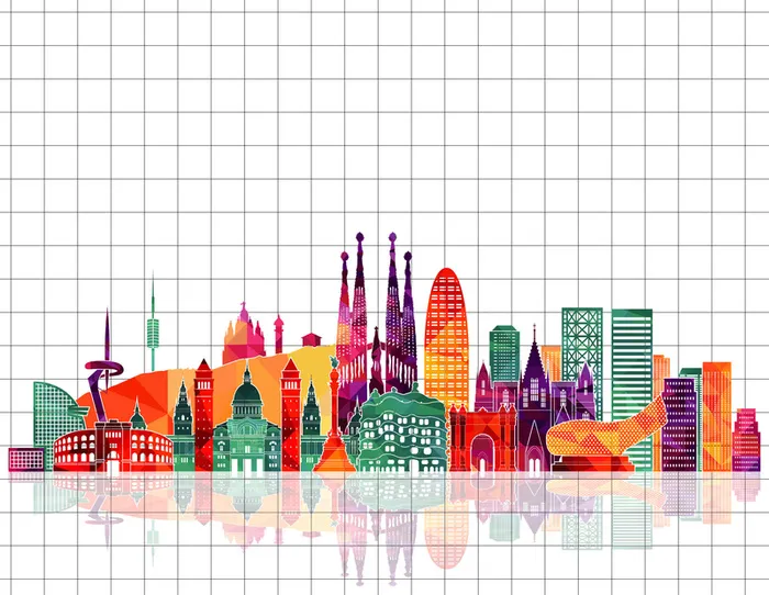 世界著名建筑旅游海报格子纹理背景高清