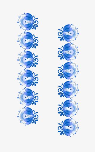 青色花朵装饰花边免抠