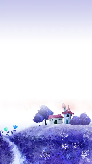 紫色渐变手绘插画渐变浪漫背景素材高清