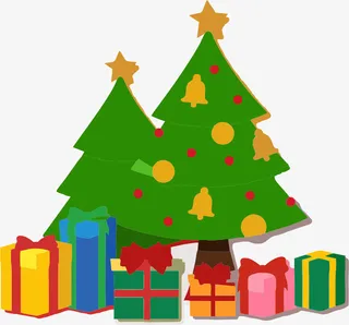 圣诞节手绘圣诞树礼物png免抠