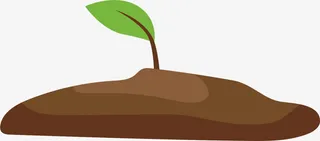 咖啡色春季泥土树苗免抠